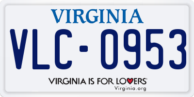 VA license plate VLC0953