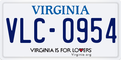 VA license plate VLC0954