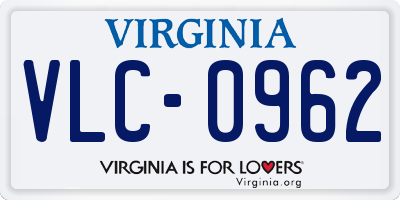 VA license plate VLC0962