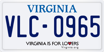 VA license plate VLC0965