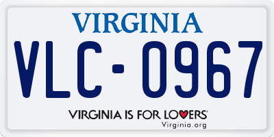 VA license plate VLC0967