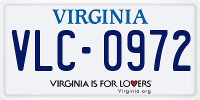VA license plate VLC0972