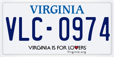 VA license plate VLC0974