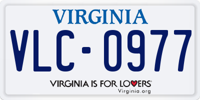 VA license plate VLC0977
