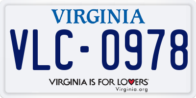 VA license plate VLC0978