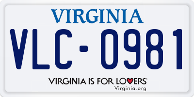 VA license plate VLC0981