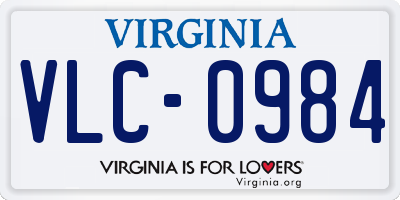 VA license plate VLC0984