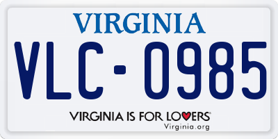 VA license plate VLC0985