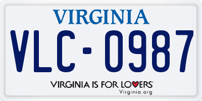VA license plate VLC0987
