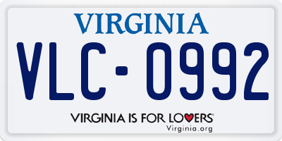 VA license plate VLC0992