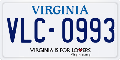 VA license plate VLC0993