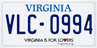 VA license plate VLC0994