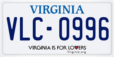 VA license plate VLC0996