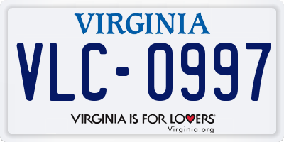 VA license plate VLC0997