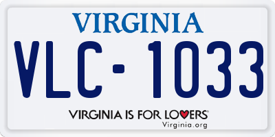 VA license plate VLC1033