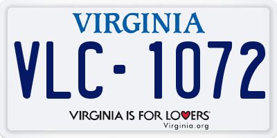 VA license plate VLC1072