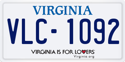 VA license plate VLC1092