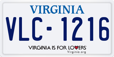 VA license plate VLC1216