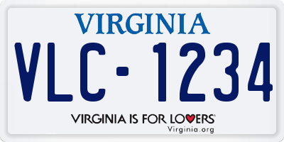 VA license plate VLC1234