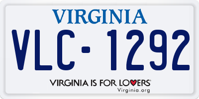 VA license plate VLC1292