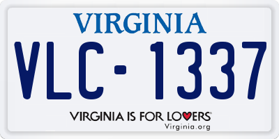 VA license plate VLC1337