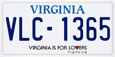 VA license plate VLC1365