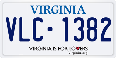 VA license plate VLC1382