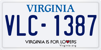 VA license plate VLC1387