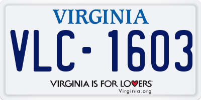 VA license plate VLC1603