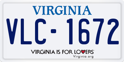 VA license plate VLC1672