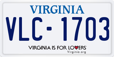 VA license plate VLC1703