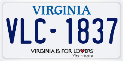 VA license plate VLC1837