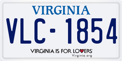 VA license plate VLC1854