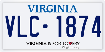 VA license plate VLC1874
