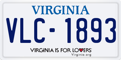 VA license plate VLC1893