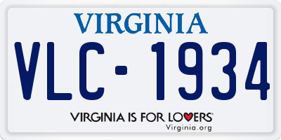 VA license plate VLC1934