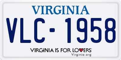 VA license plate VLC1958