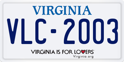 VA license plate VLC2003