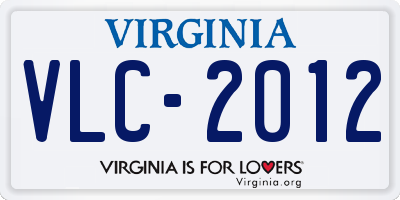 VA license plate VLC2012