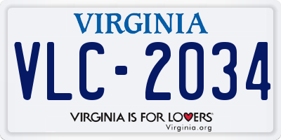 VA license plate VLC2034