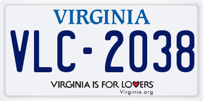 VA license plate VLC2038