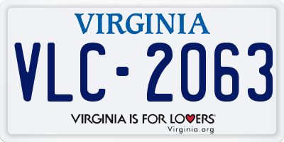 VA license plate VLC2063