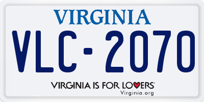 VA license plate VLC2070