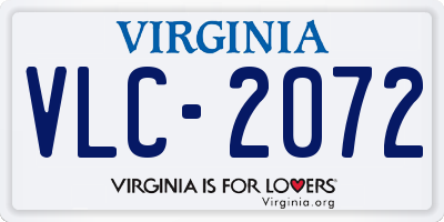 VA license plate VLC2072