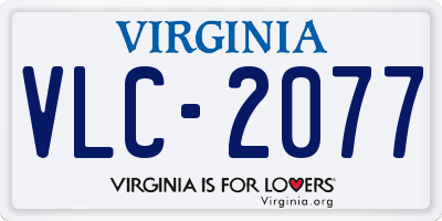 VA license plate VLC2077