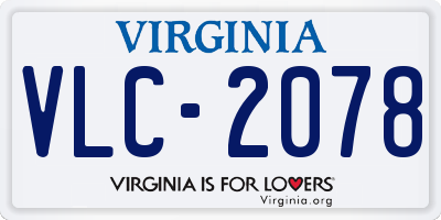VA license plate VLC2078