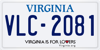 VA license plate VLC2081