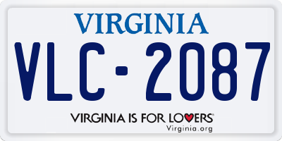 VA license plate VLC2087
