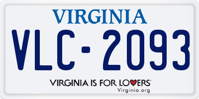 VA license plate VLC2093