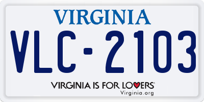 VA license plate VLC2103